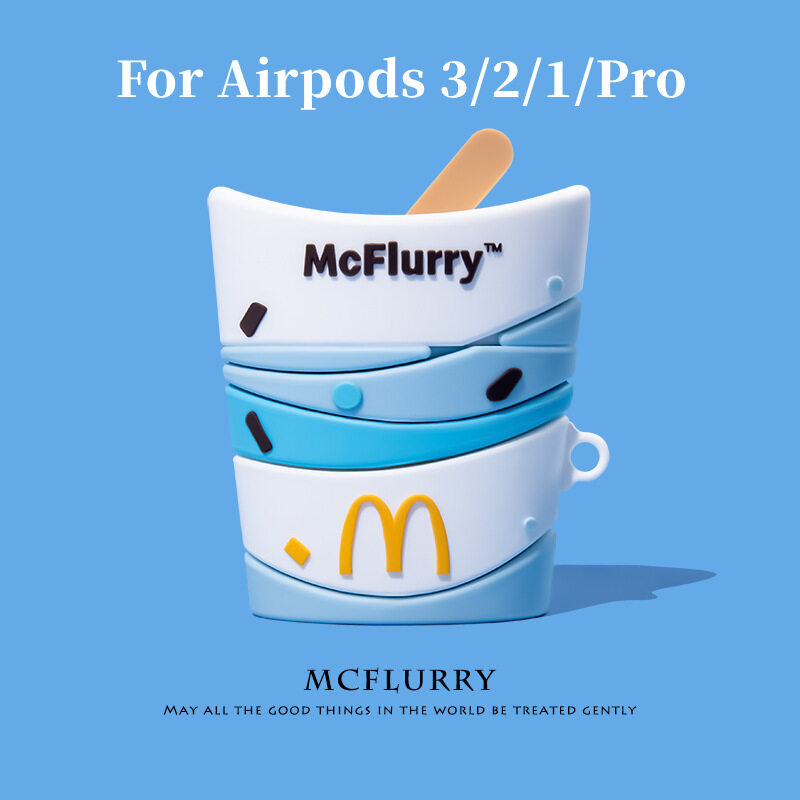 McFlurry Case for AirPods 3 2 1 Ice Cream Soft Silicone Wireless Bluetooth Earphone Protect Cover Coque Accessories for Airpods Pro