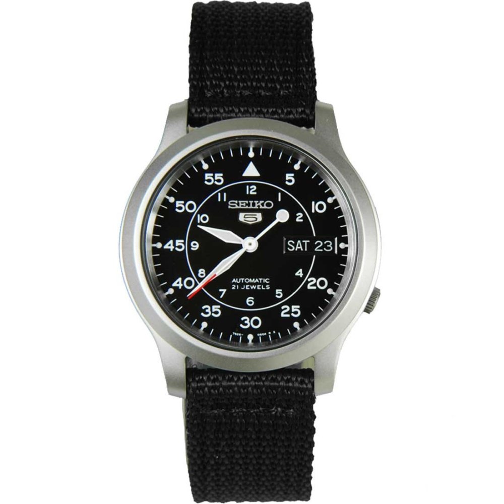 Genuine Seiko 5 Military Black Nylon SNK809K2 SNK809 Automatic Analog Watch with Warranty